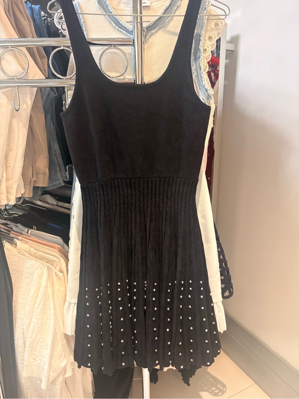 SANDRO Short Rhinestone Dress - Black - Picture 6 of 6